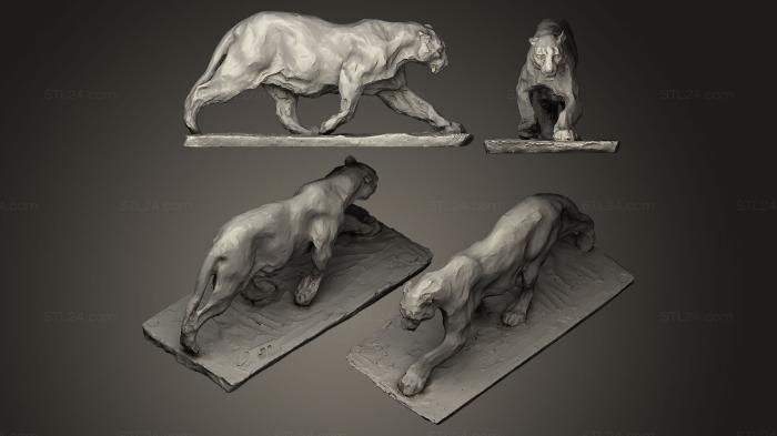 Figurines lions tigers sphinxes (Panthre marchant, STKL_0078) 3D models for cnc